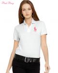 ralph lauren t-shirt femmes col rond blanc rose pony